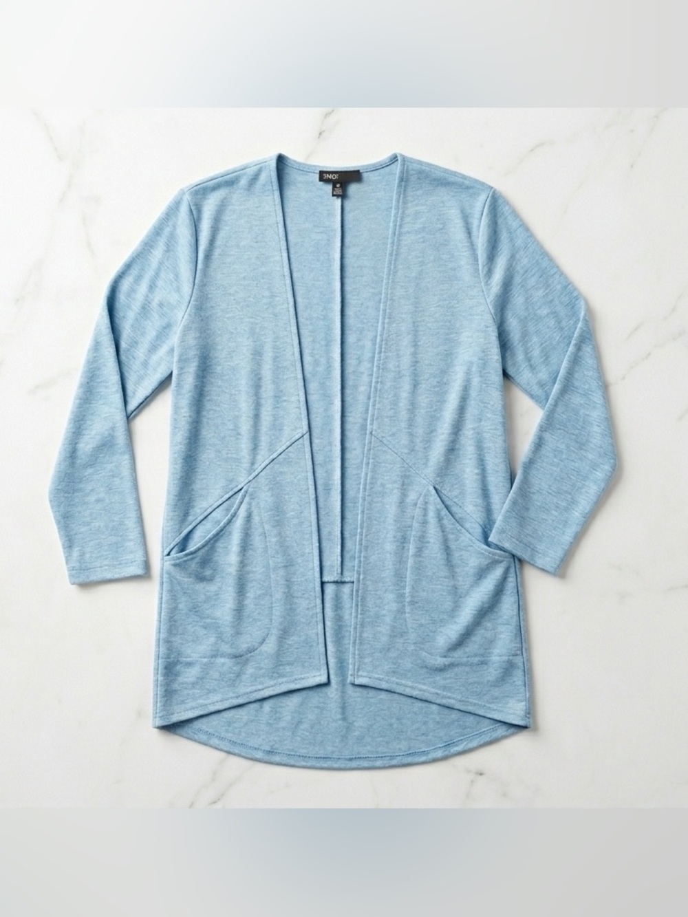 Valette Women's Blue Open Front Duster Cardigan Sweater With Pockets Size Medium